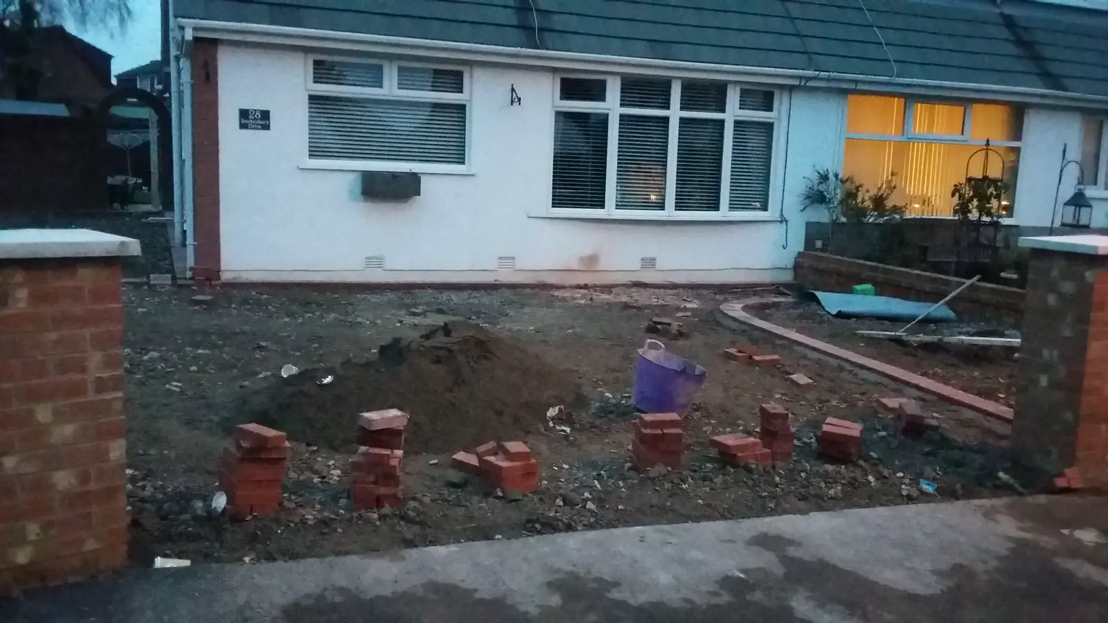 Driveway area during preparation before surfacing